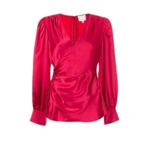 Cinq à Sept Red Satin Blouse